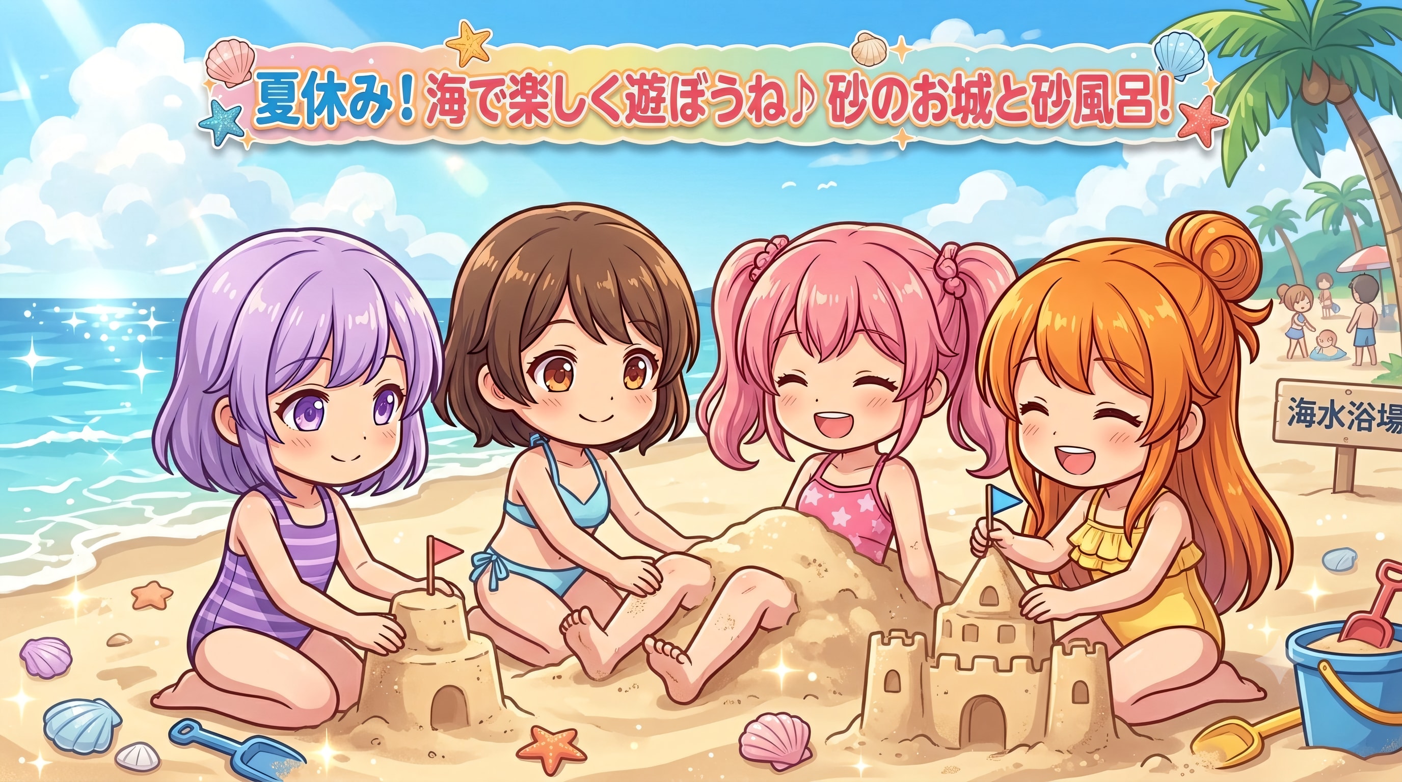 今日の夏休み（海で砂遊び２）