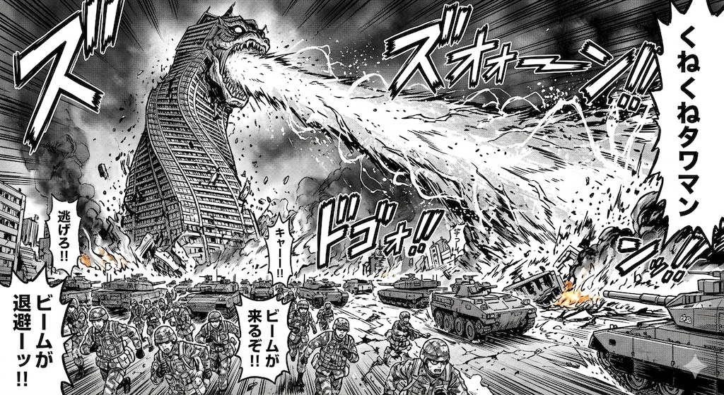 くねくねタワマンの攻撃