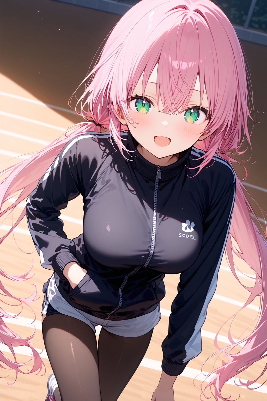 ジャージ姿の桃花