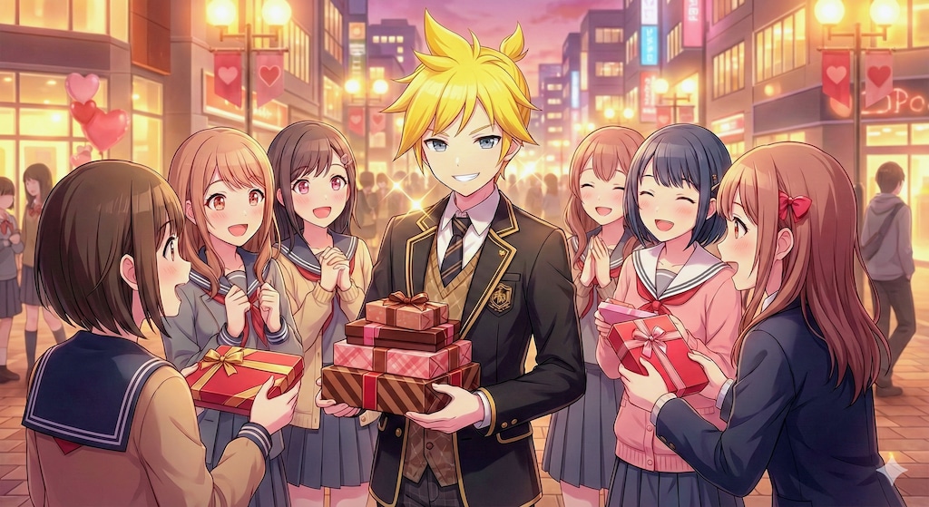 チョコをもらう レン君