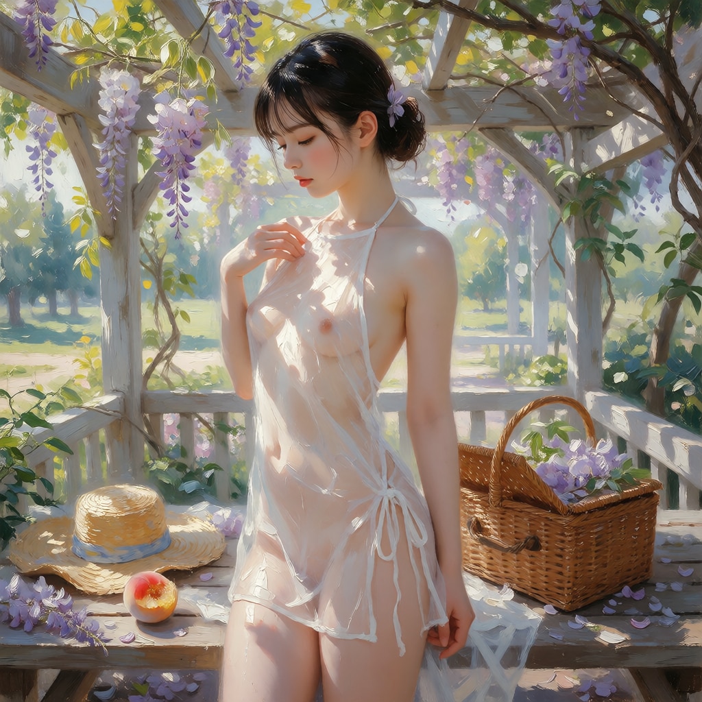 藤棚の下