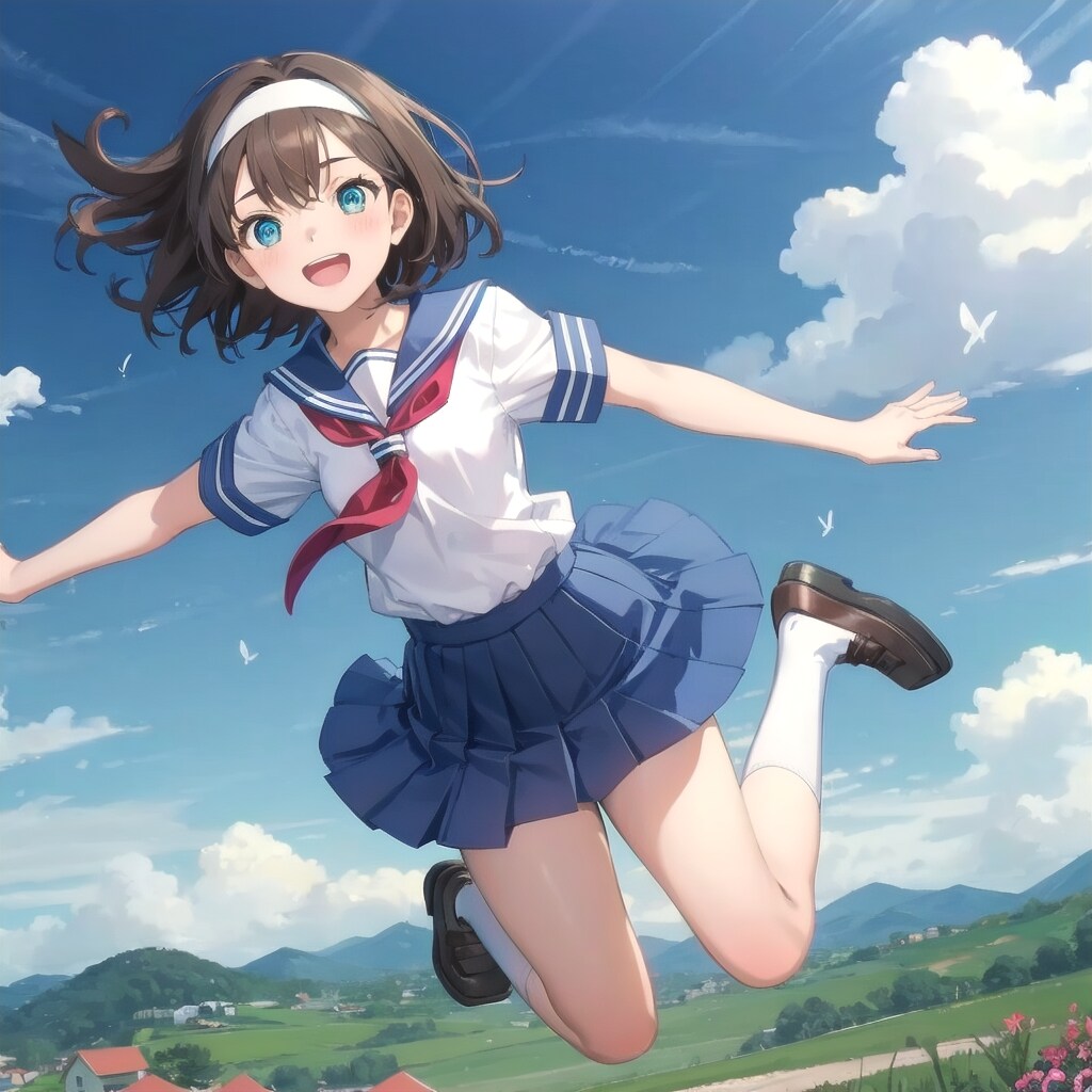 校庭でジャンプ！