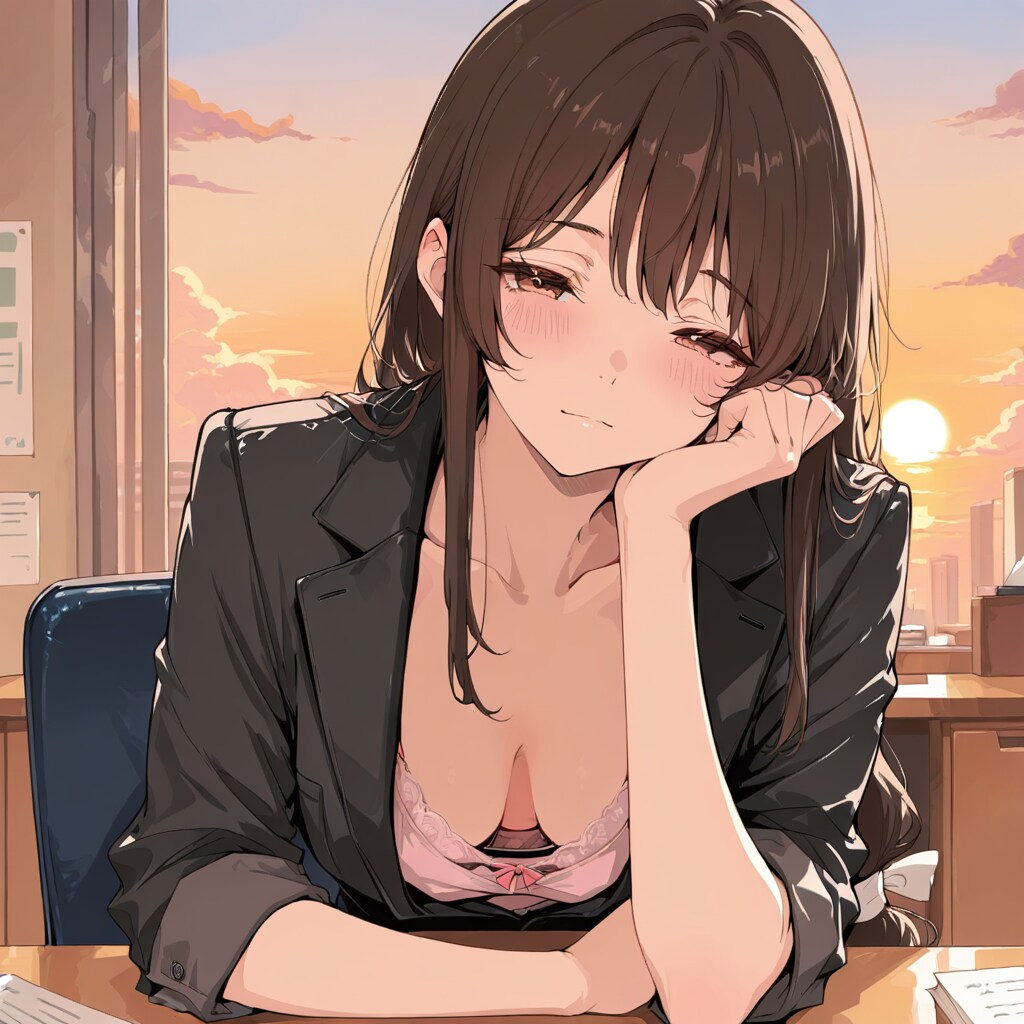 夕暮れのオフィス