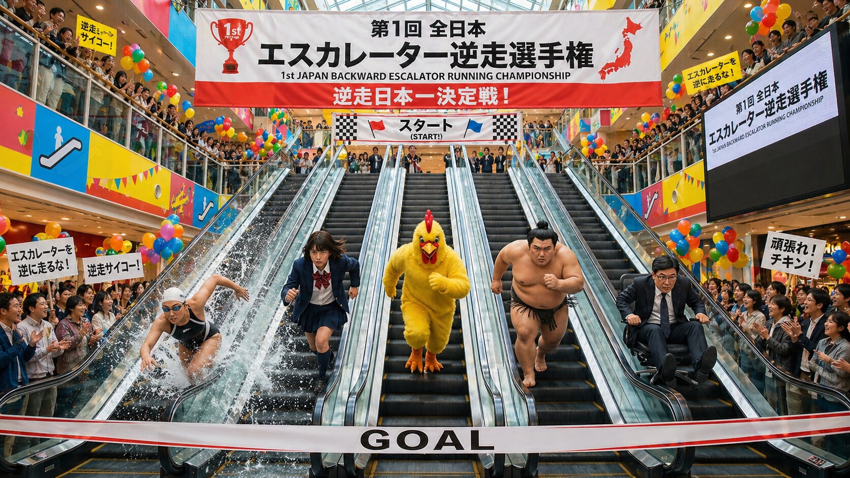 エスカレーター逆走選手権 開催中！