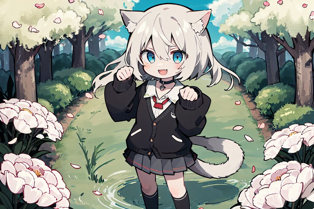 花びらが舞う散歩道