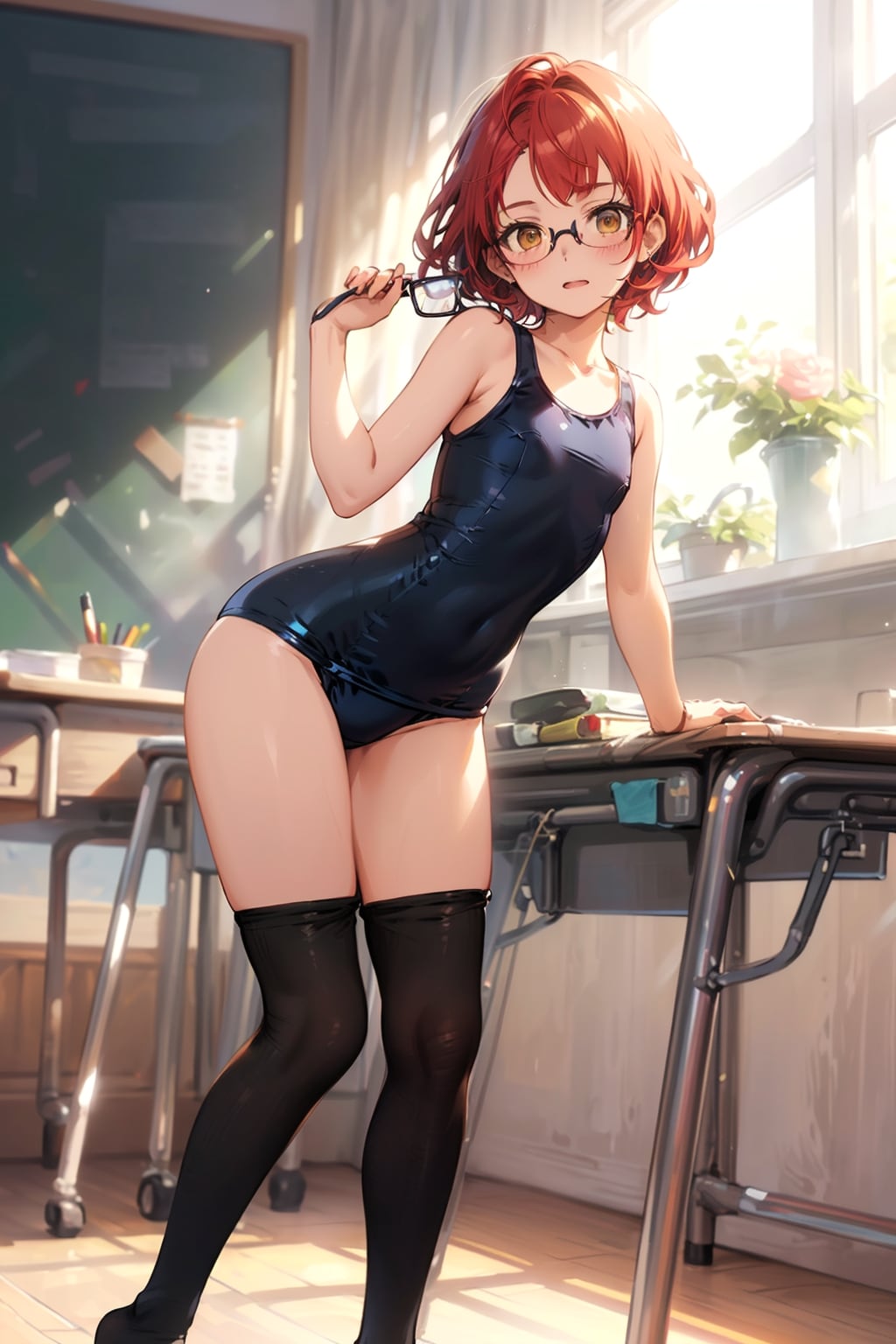 スク水タイツの眼鏡っ娘