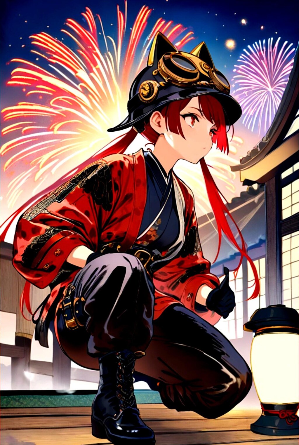 花火と赤髪ちゃん