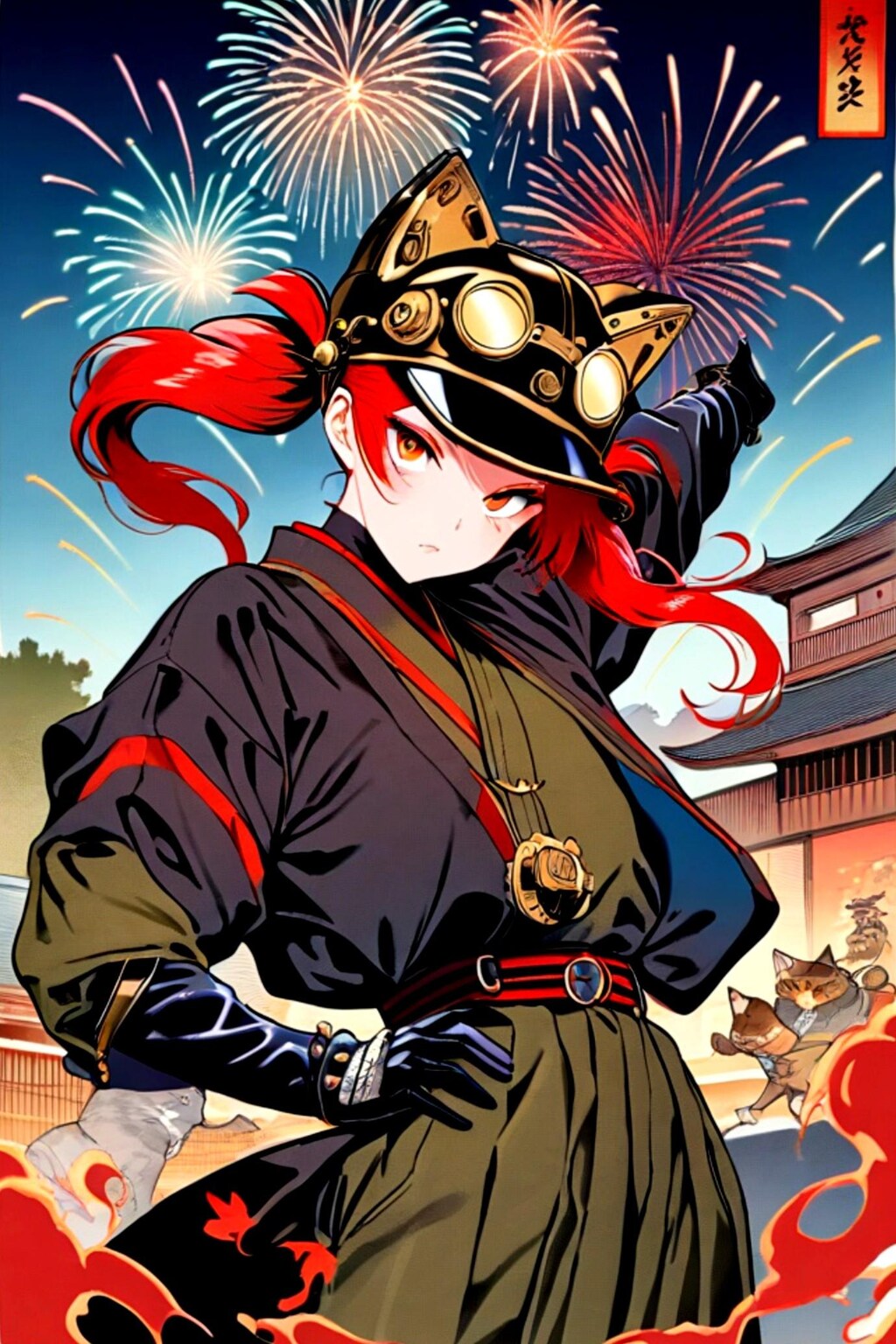 花火と赤髪ちゃん