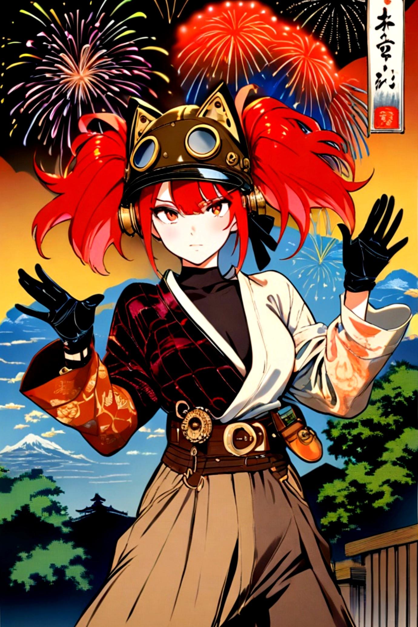 花火と赤髪ちゃん | の人気AIイラスト・グラビア