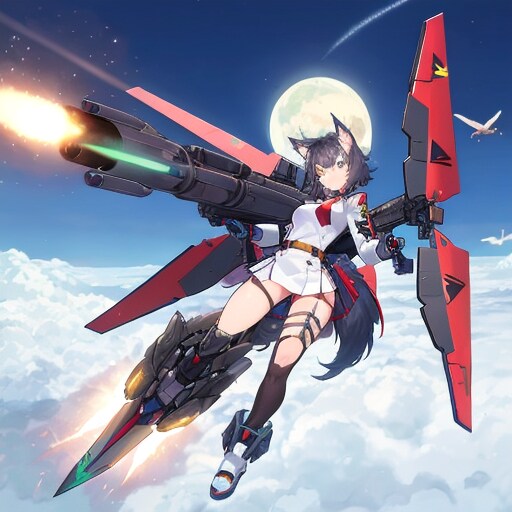 ガルムとオルトロス(メカ)とF-117ナイトホークの女の子 | の人気AIイラスト・グラビア