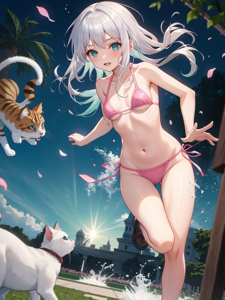 猫がたくさん追いかけてきます。