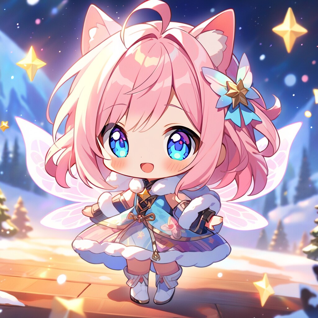 雪山をお散歩している妖精ちゃん
