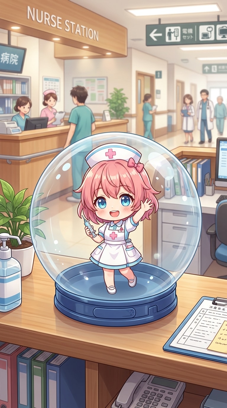 ナース服姿のTRICKちゃんをカプセルに入れたよ | の人気AIイラスト・グラビア