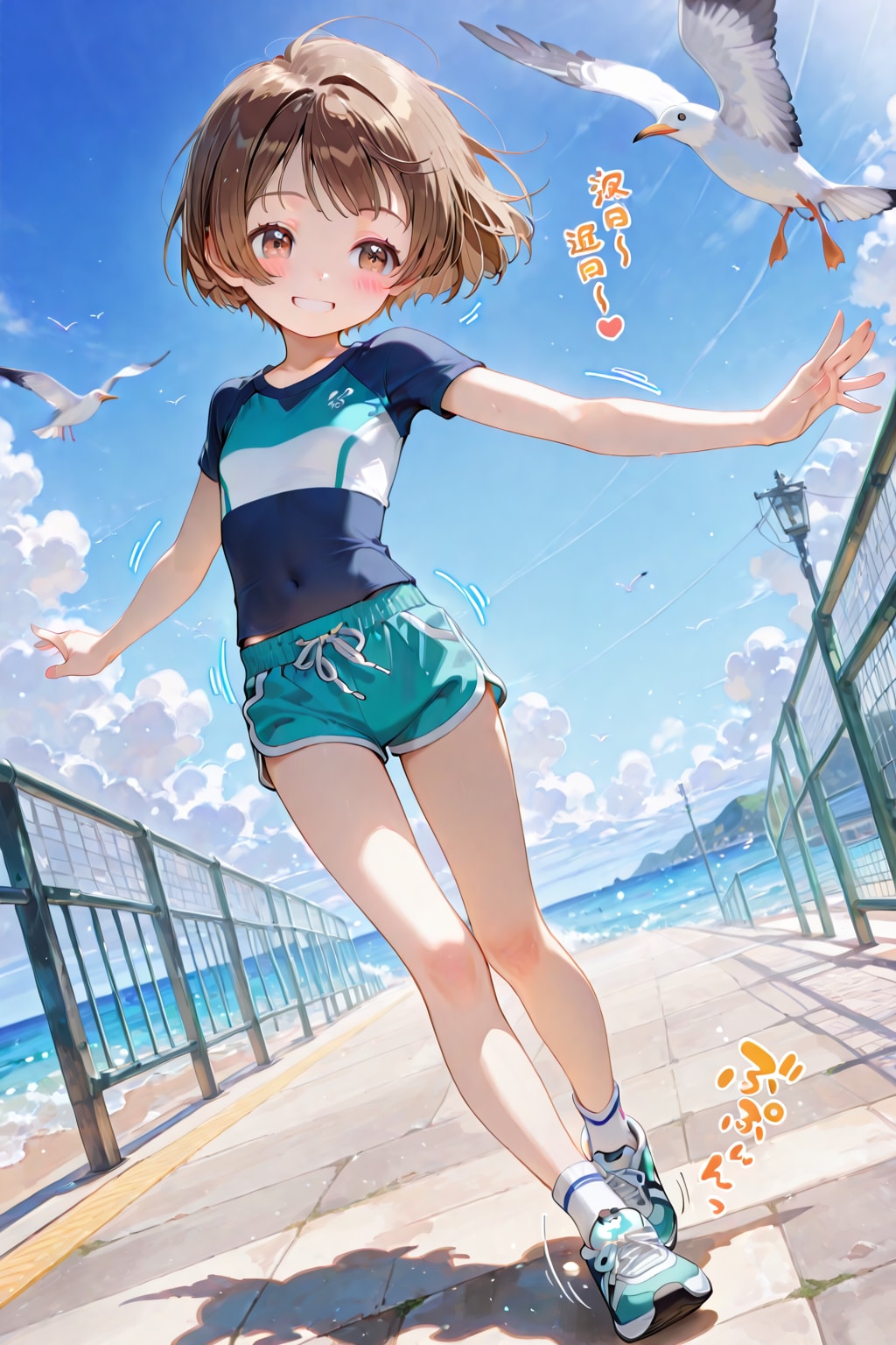 カモメと遊ぶコフィちゃん♪