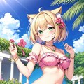 金髪猫耳ちゃんの水着 2枚目