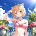 金髪猫耳ちゃんの水着 3枚目