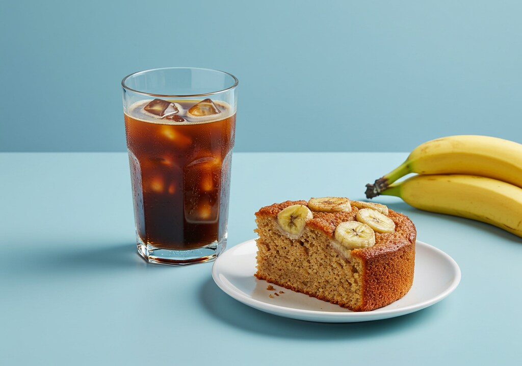 デザートのバナナケーキとアイス珈琲のセット