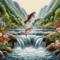 渓流で跳ねる魚 7枚目