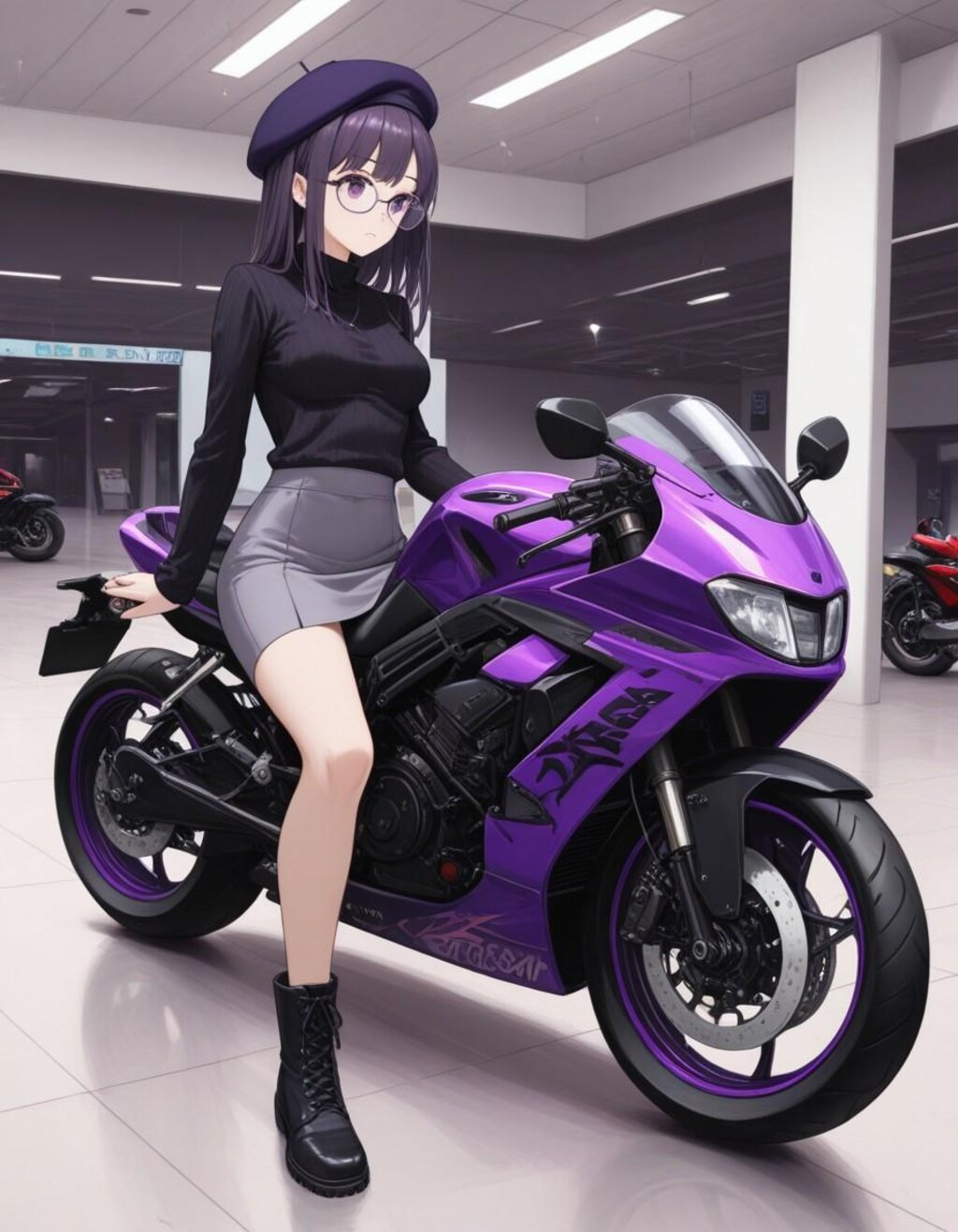 バイクに跨る子