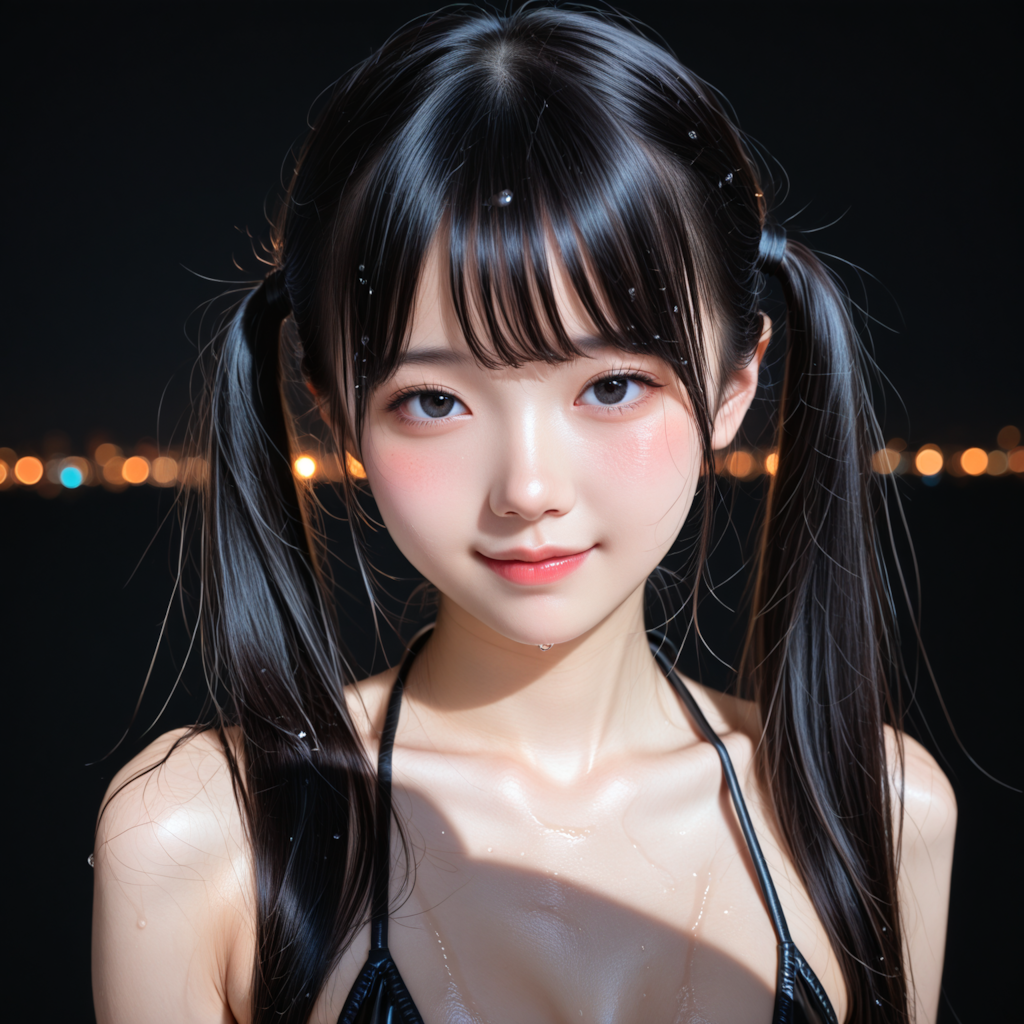 黒髪ロング、ゆるふわ