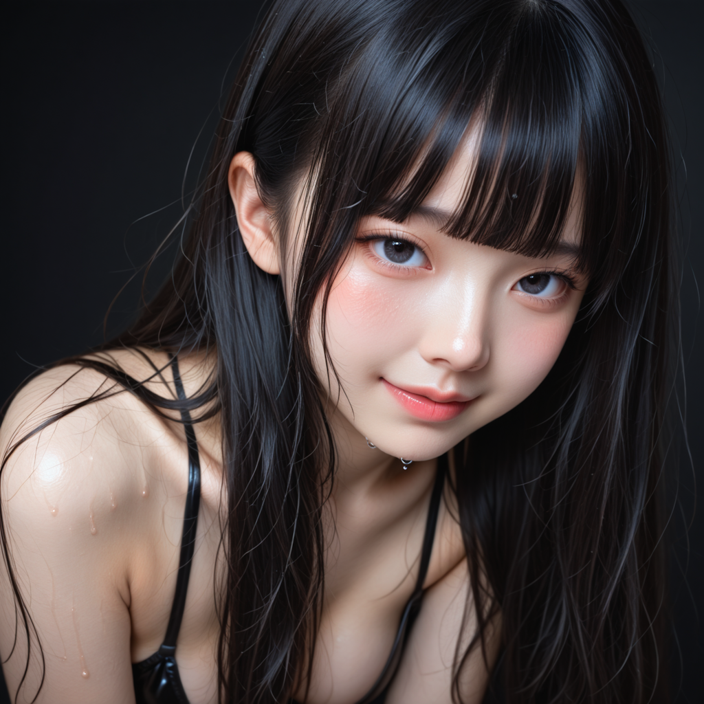 黒髪ロング、ゆるふわ