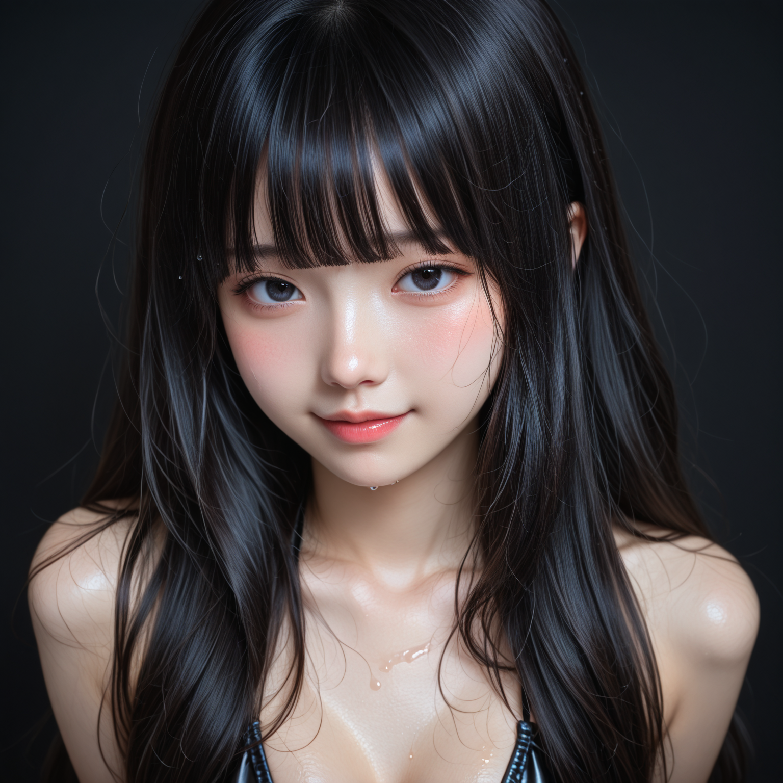 黒髪ロング、ゆるふわ