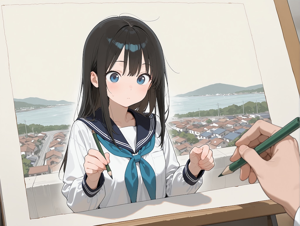 絵を描いている人を描く