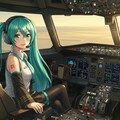 初音ミクと飛行機の操縦席 2枚目