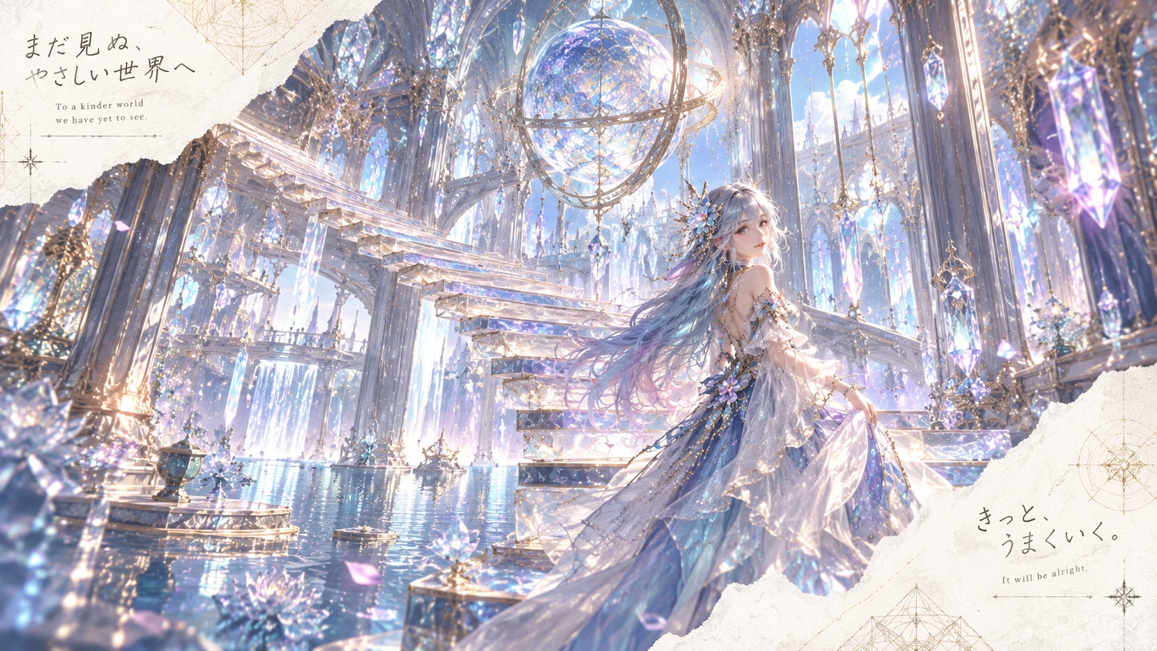 To a Kinder World We Have Yet to See  It will be alright.  Inside a cathedral of crystal and quiet w | の人気AIイラスト・グラビア