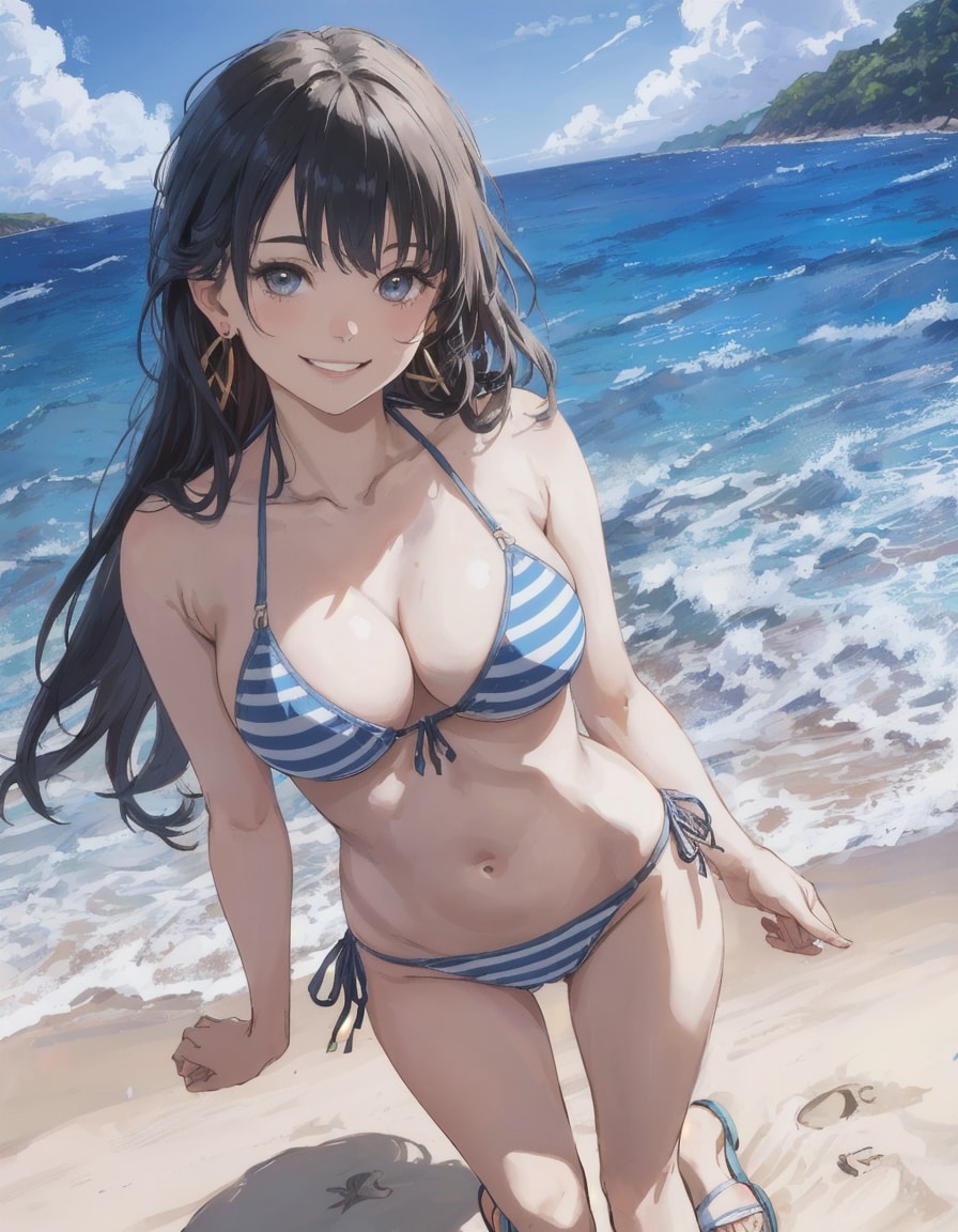 黒髪水着