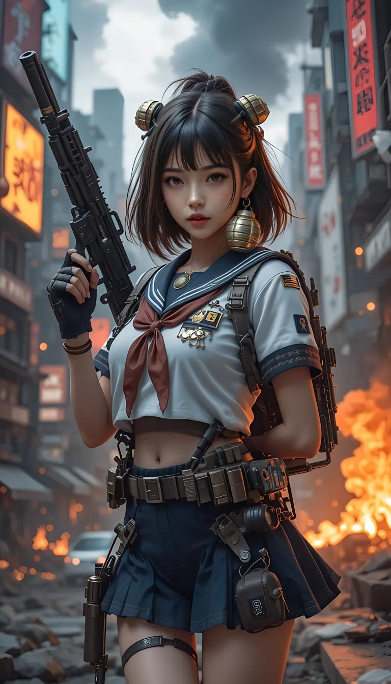 武装JK　ヘアピン！イヤリング！に手榴弾を