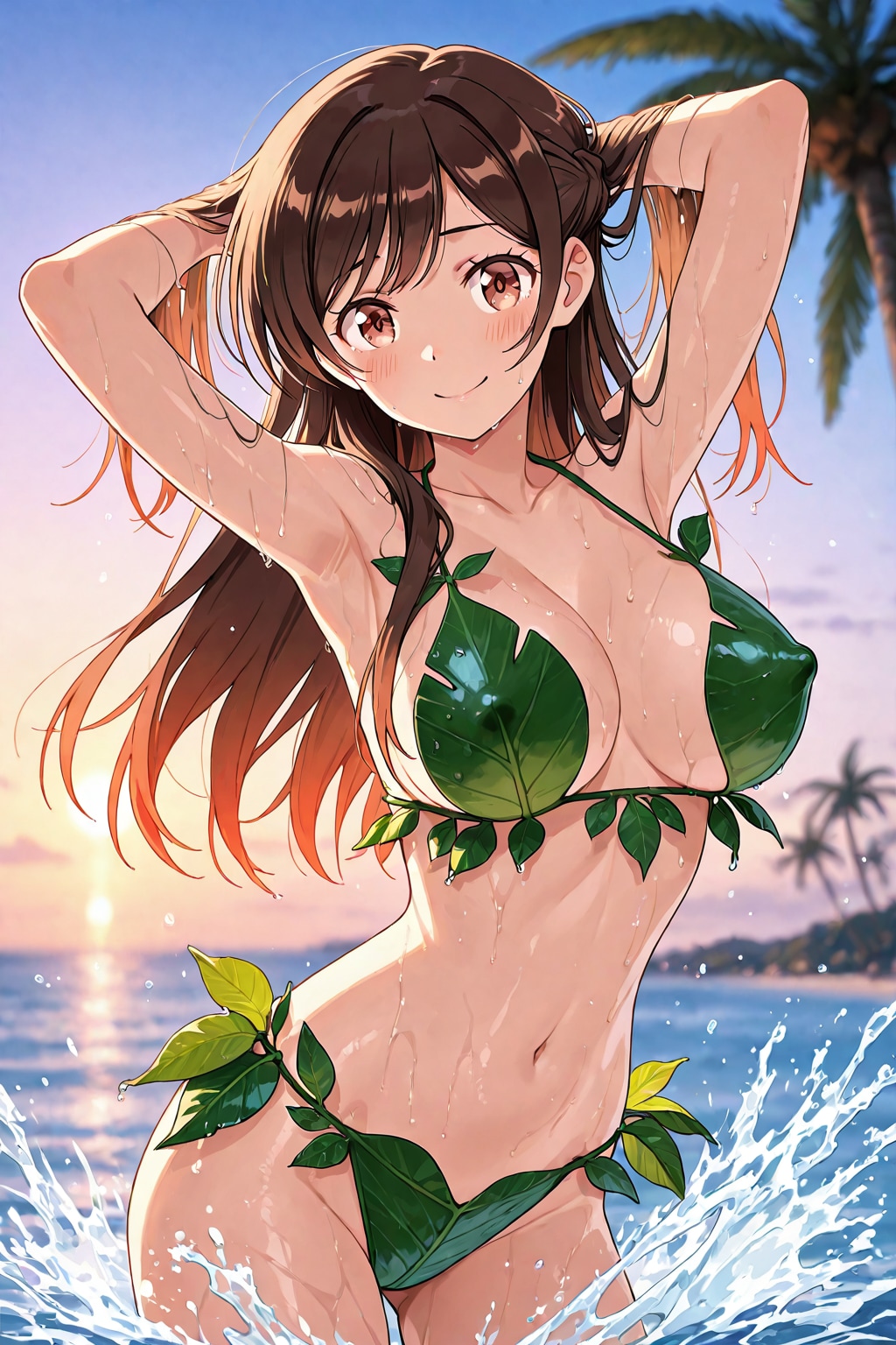 葉っぱビキニの千鶴姫🍃👙🏝️😍❤️