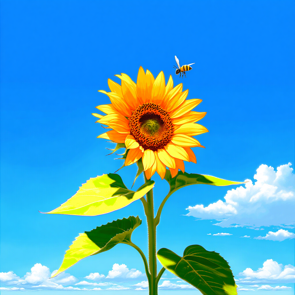 ひまわりとミツバチ