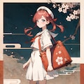 桜と女学生 2枚目