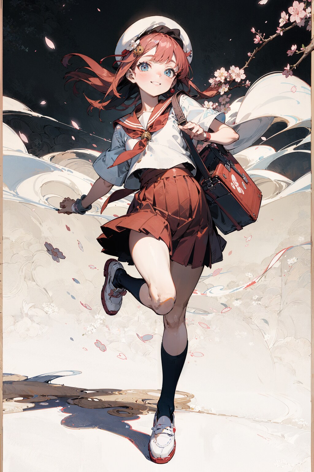 桜と女学生