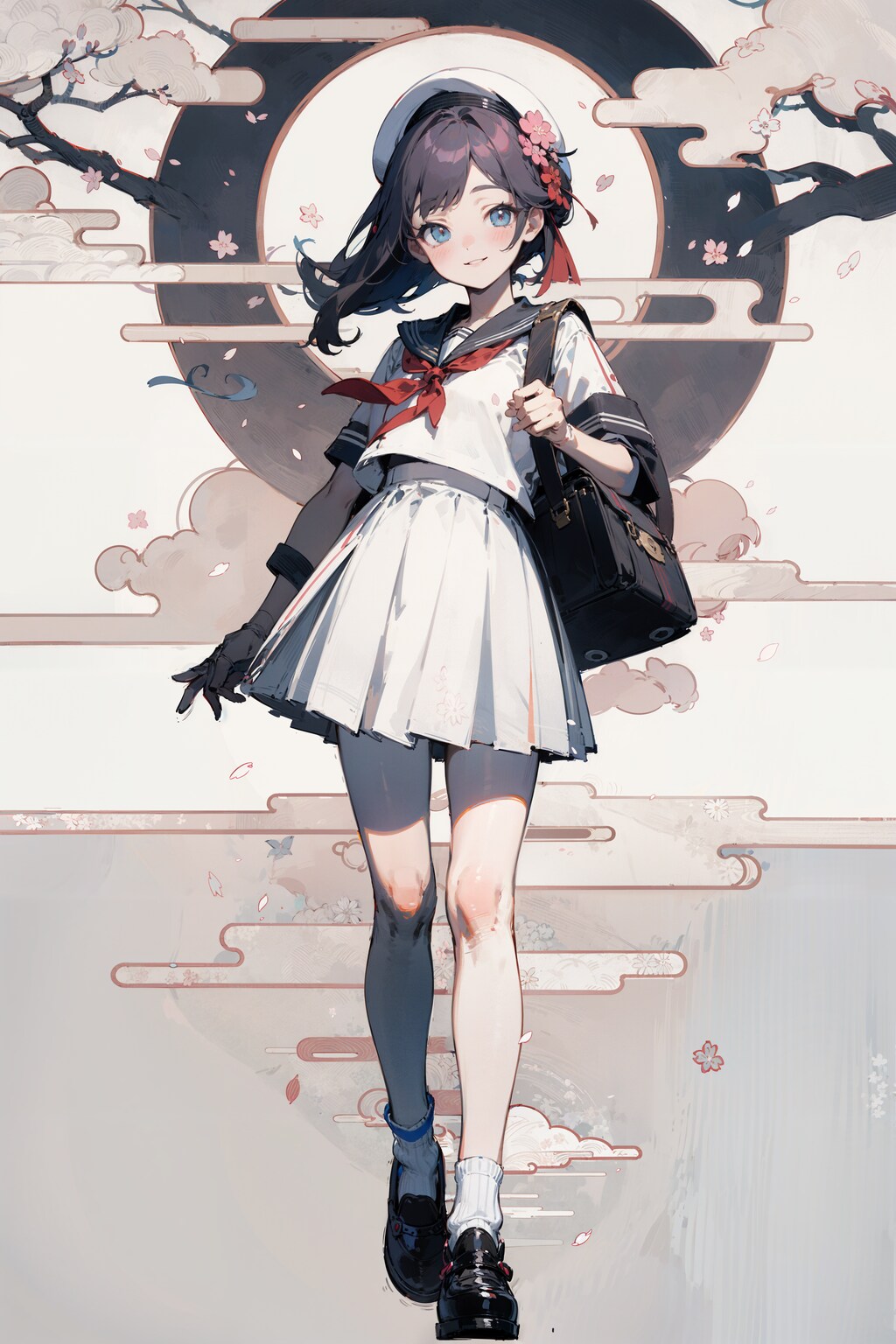 桜と女学生
