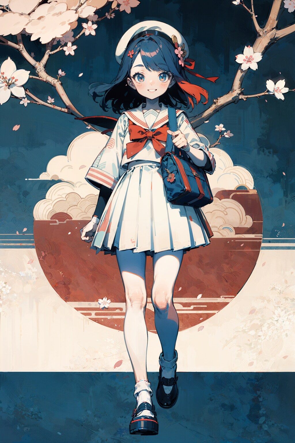 桜と女学生