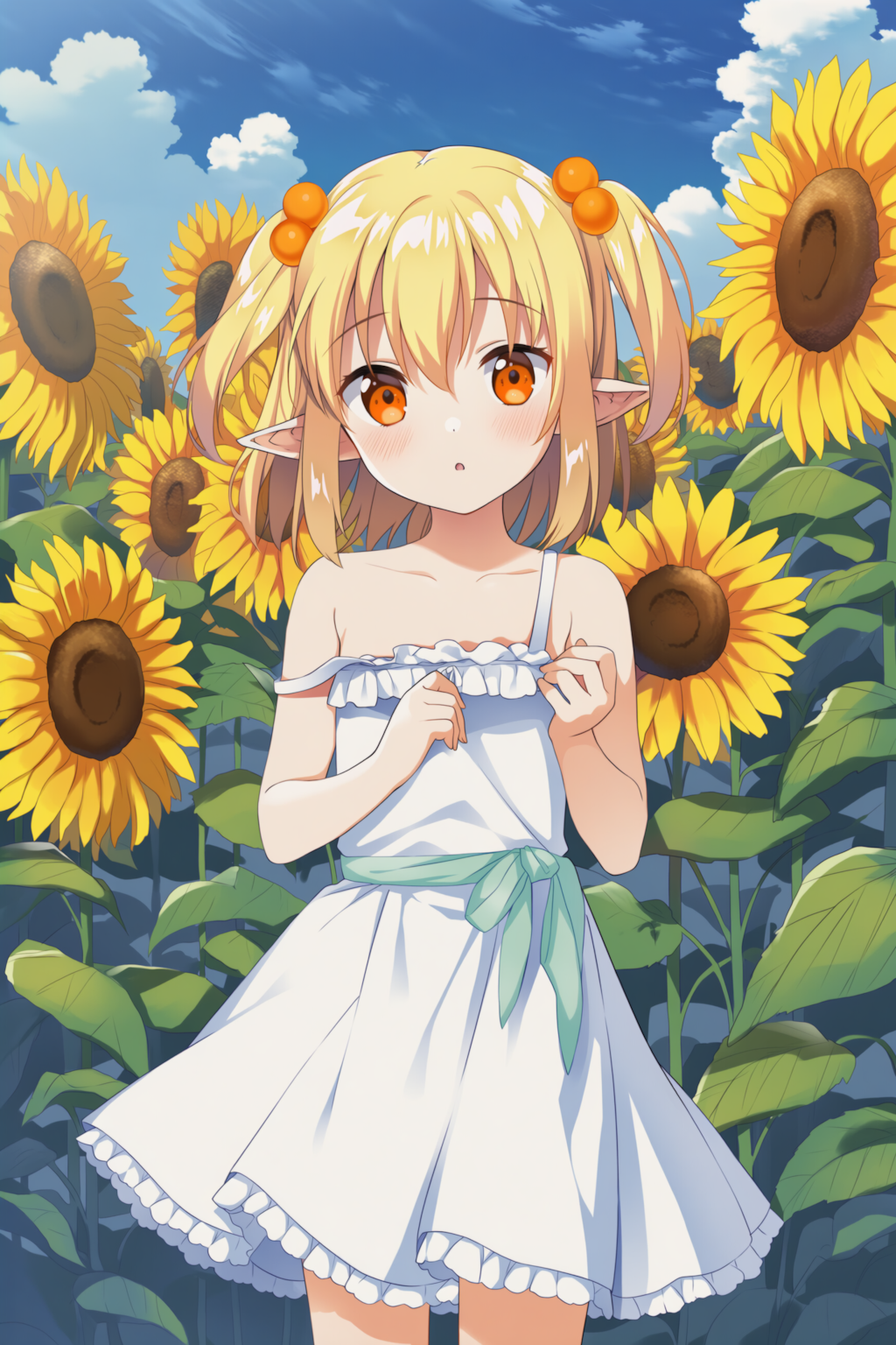 ひまわりと金髪エルフさん