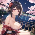 黒髪x着物x夜桜 4枚目