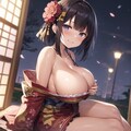 黒髪x着物x夜桜 3枚目