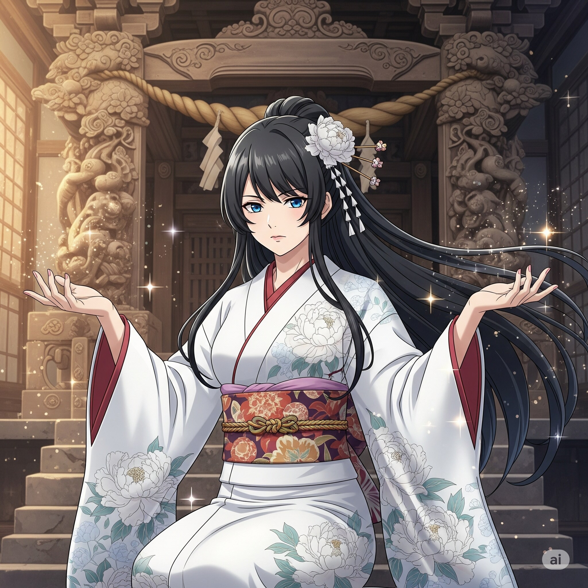 和服美少女　－ツバキ柄の着物－ | の人気AIイラスト・グラビア