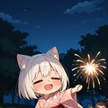 花火をする白髪ちゃん 3枚目