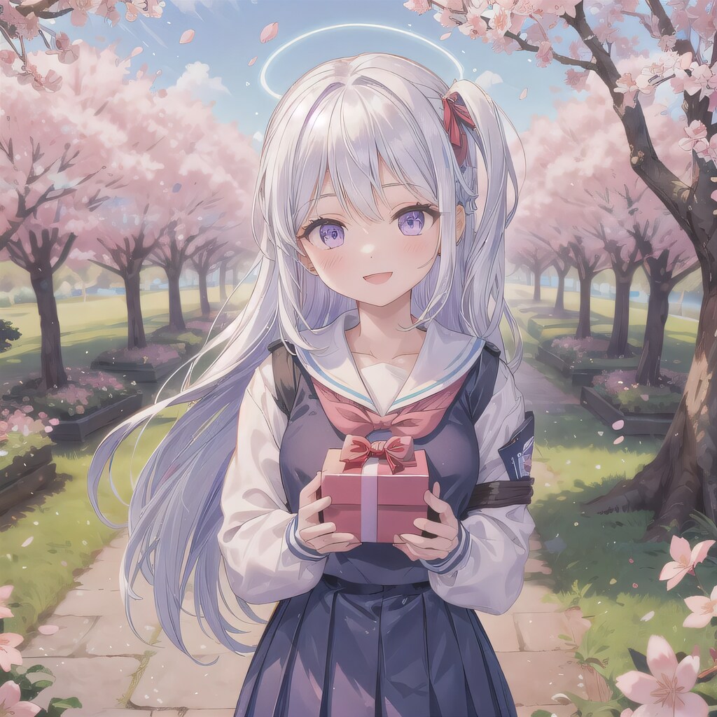 白髪ロングでセーラー服の少女８