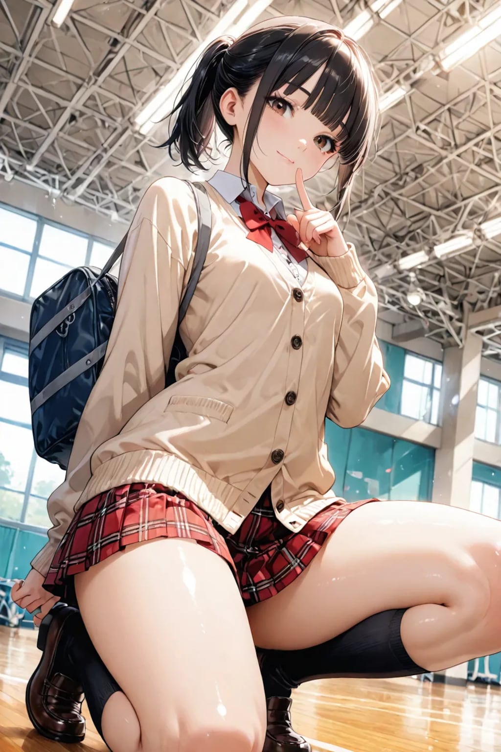 太ももが眩しいポニテJK🥰