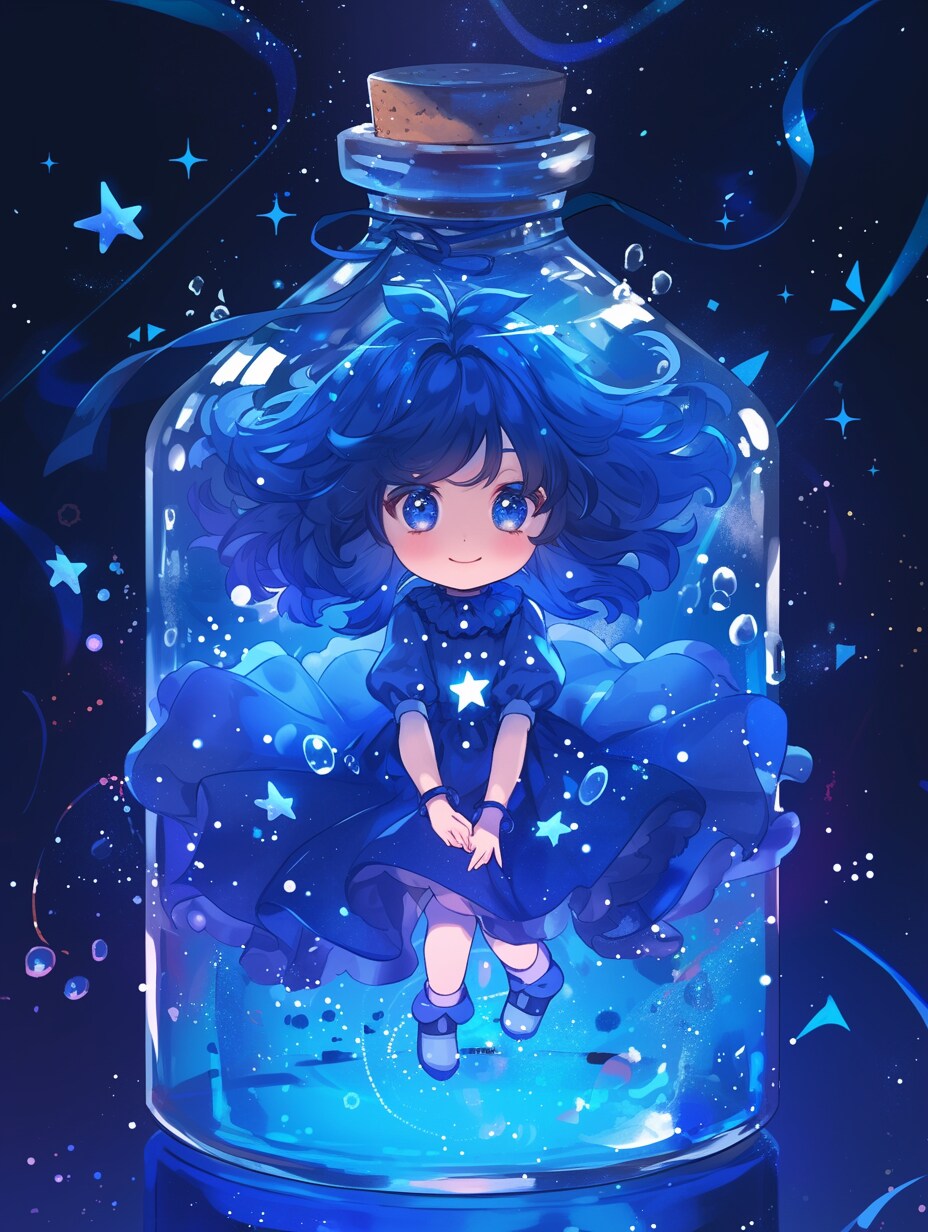 「瓶詰の少女」蒼60 | の人気AIイラスト・グラビア
