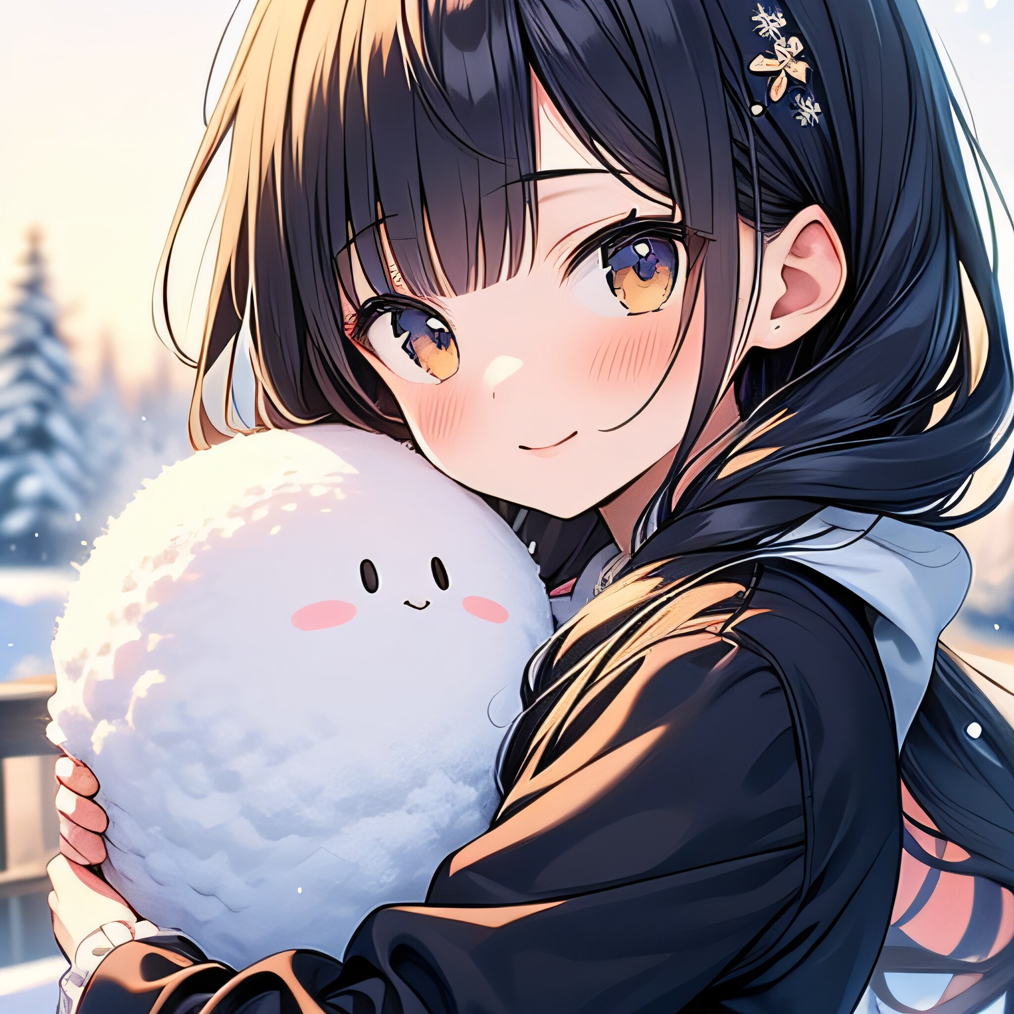 彼女と雪だるま