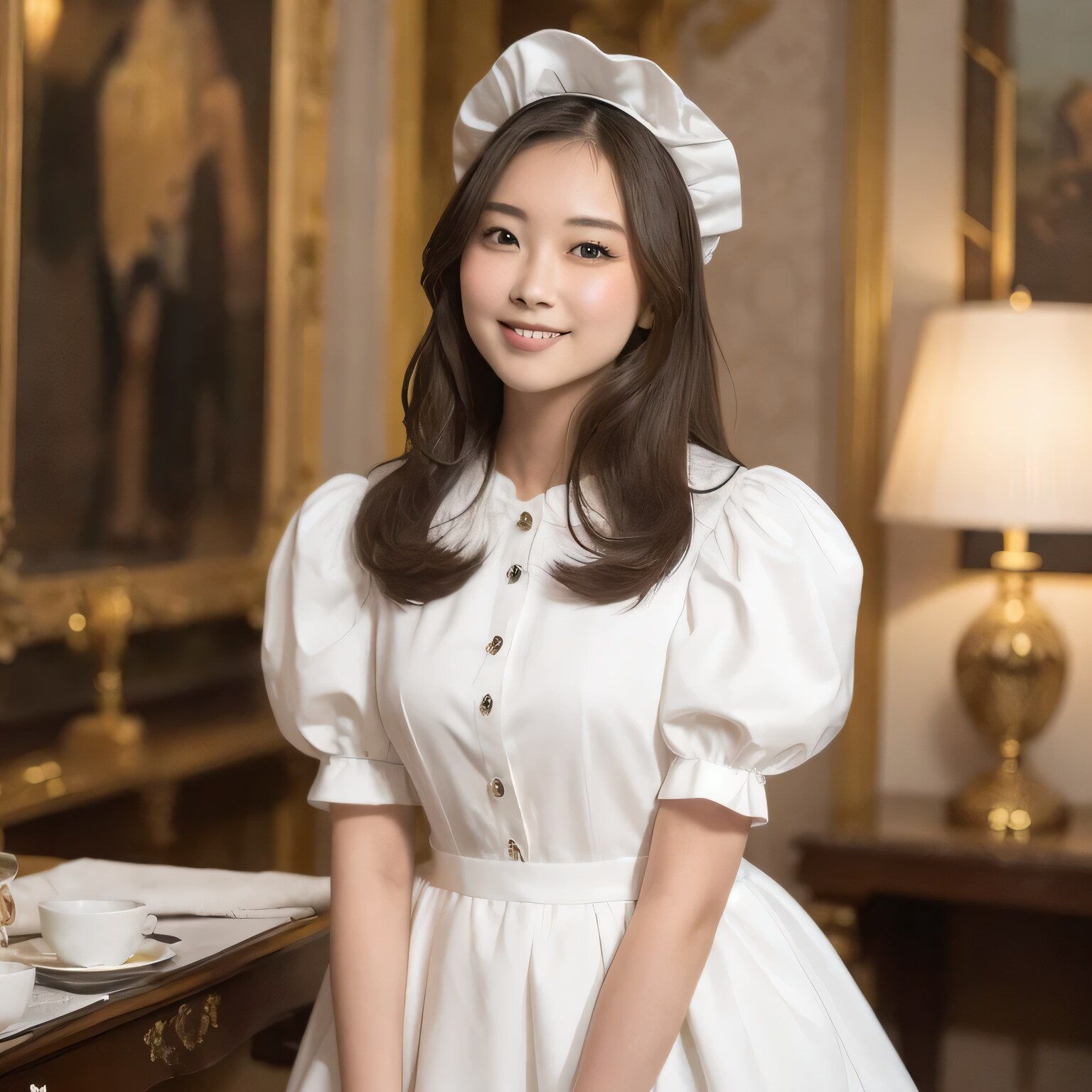 黒髪ロングでメイド服の美女９０ | の人気AIイラスト・グラビア