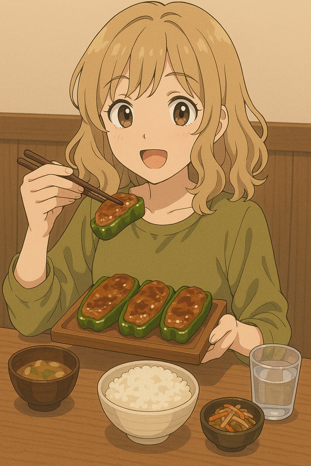 ピーマン肉詰め焼き