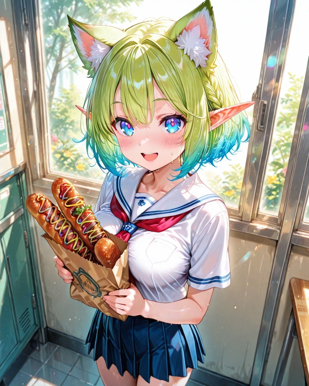 5枚）焼きそばパンとケモ耳エルフさん