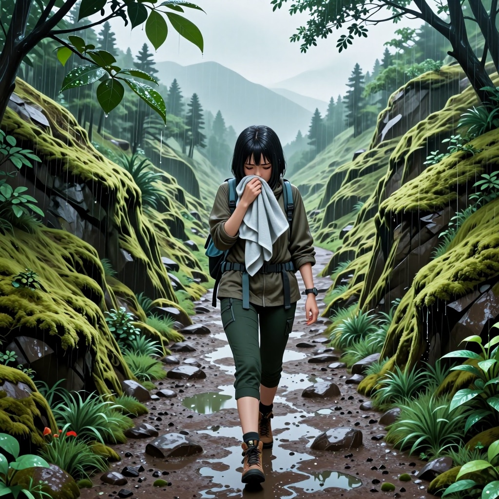 苔むした山道